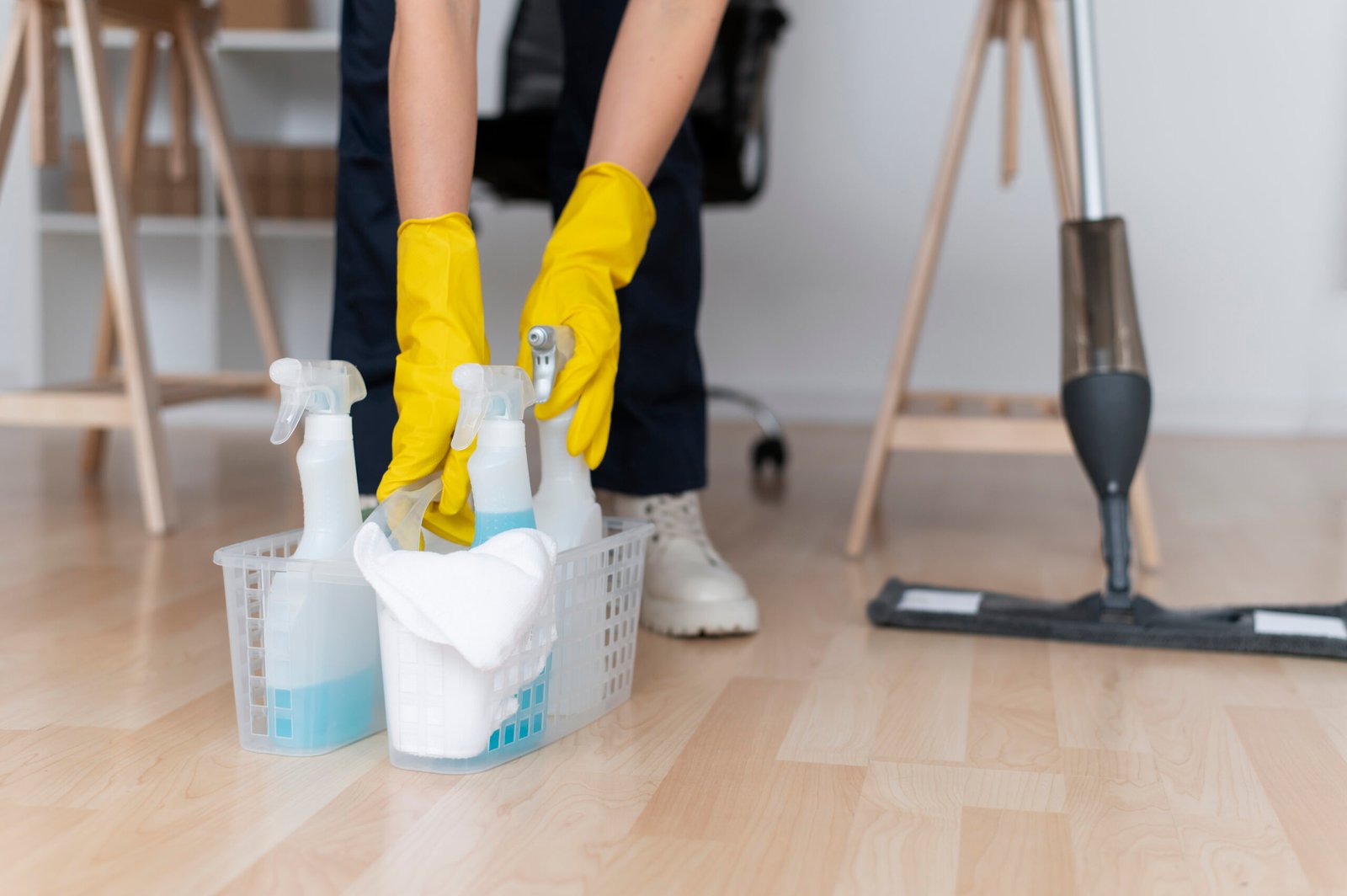 Cleaning supplies ready to use